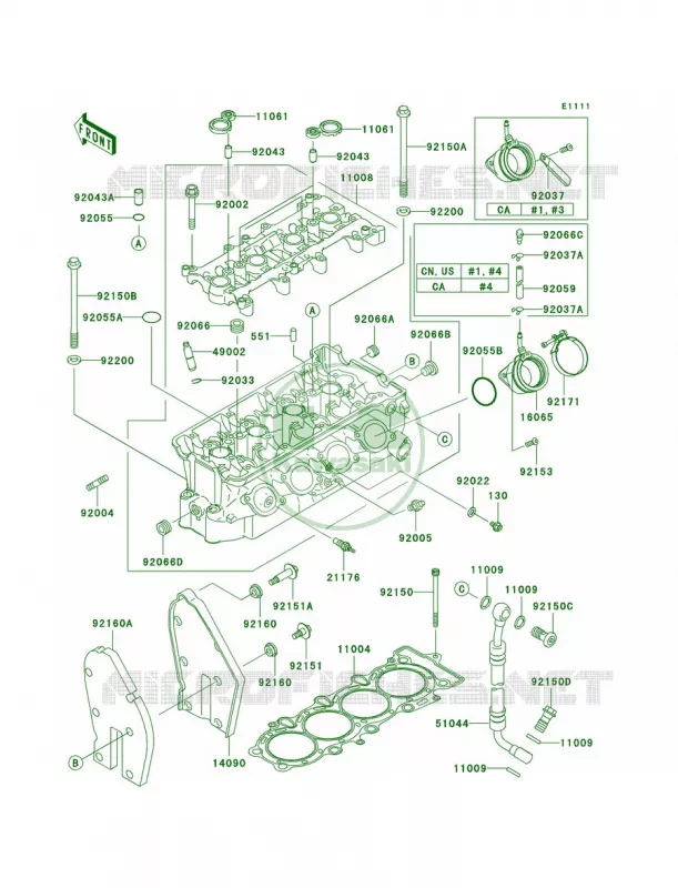 Cylinder Head Kawasaki MOTOS 600 2007 ZZR600  ZX600J7F