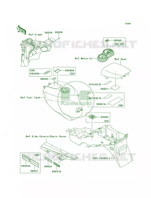 Labels Kawasaki MOTOS 600 2007 ZZR600  ZX600J7F