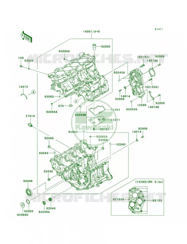 Crankcase Kawasaki MOTOS 600 2007 Ninja ZX-6R  ZX600P7F