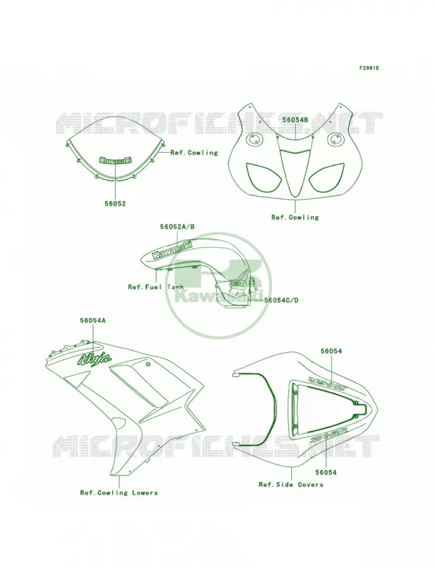 DecalsGreenP8F Kawasaki MOTOS 600 2007 Ninja ZX-6R  ZX600P7F