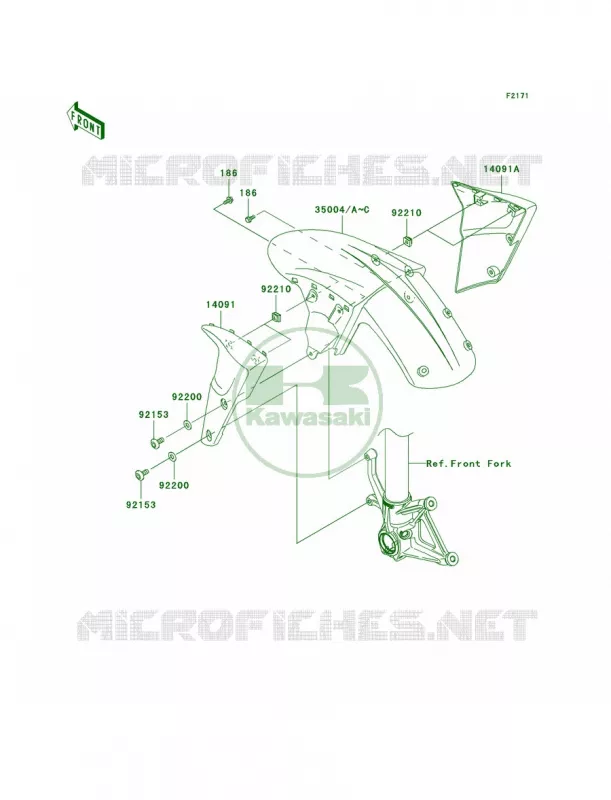 Front Fenders Kawasaki MOTOS 600 2007 Ninja ZX-6R  ZX600P7F