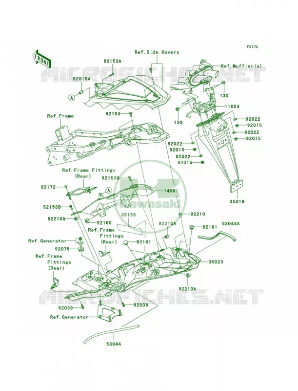 Rear Fenders Kawasaki MOTOS 600 2007 Ninja ZX-6R  ZX600P7F
