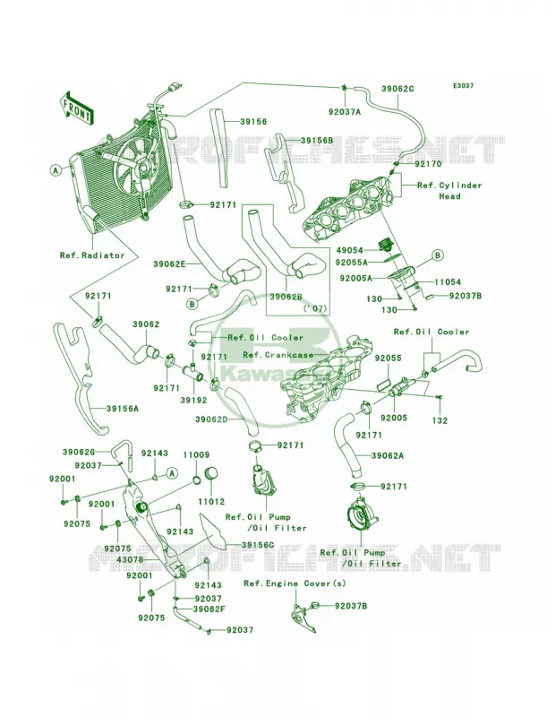 Water Pipe Kawasaki MOTOS 600 2007 Ninja ZX-6R  ZX600P7F