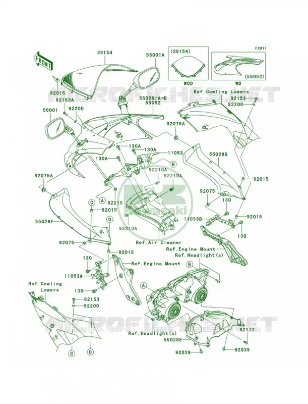 Cowling Kawasaki MOTOS 1000 2006 Ninja ZX-10R  ZX1000D6F