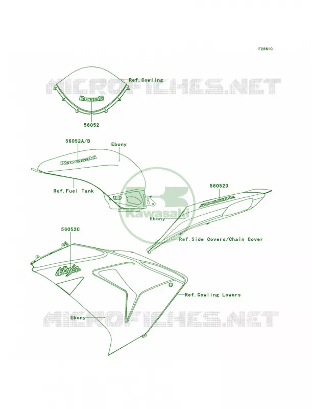 DecalsEbonyD7F Kawasaki MOTOS 1000 2006 Ninja ZX-10R  ZX1000D6F