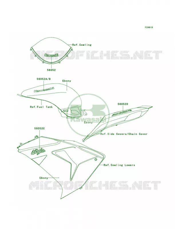 DecalsEbonyD7FCN Kawasaki MOTOS 1000 2006 Ninja ZX-10R  ZX1000D6F