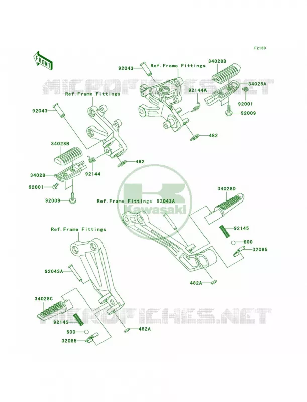 Footrests Kawasaki MOTOS 1200 2006 Ninja ZX-12R  ZX1200B6F