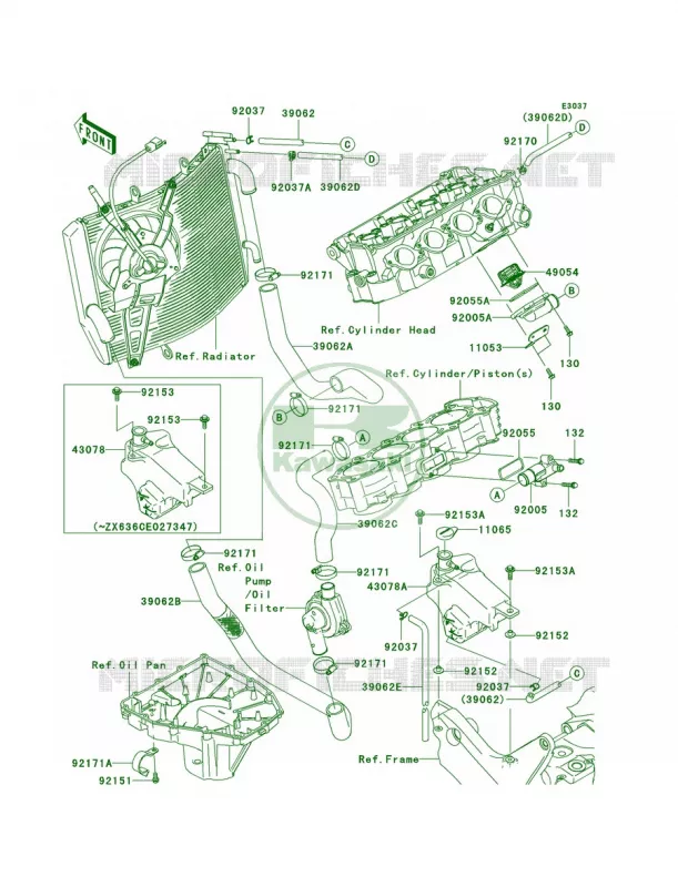 Water Pipe Kawasaki MOTOS 636 2006 Ninja ZX-6R  ZX636C6F