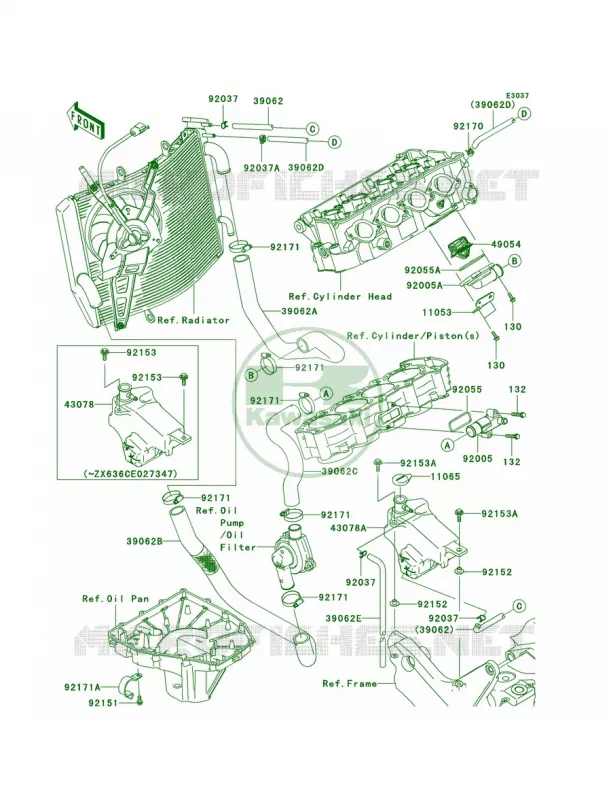 Water Pipe Kawasaki MOTOS 636 2006 Ninja ZX-6R  ZX636D6F