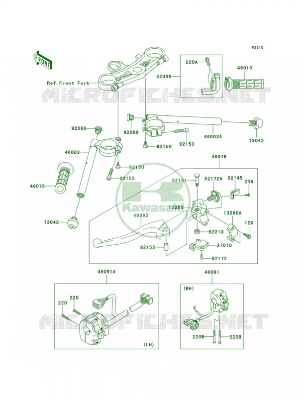 Handlebar Kawasaki MOTOS 1000 2005 Ninja ZX-10R  ZX1000-C2