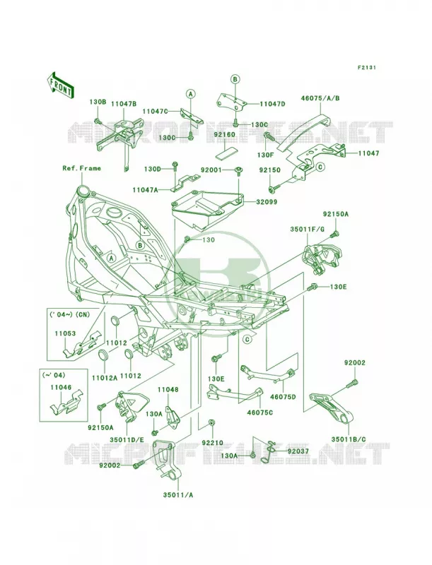 Frame Fittings Kawasaki MOTOS 600 2005 ZZR600  ZX600-E13