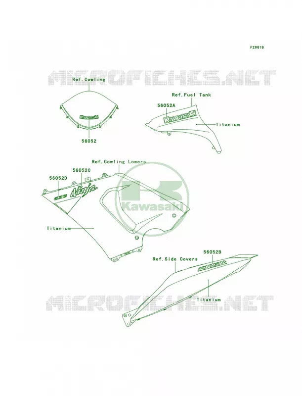 DecalsTitanium Kawasaki MOTOS 636 2005 Ninja ZX-6R  ZX636-C1