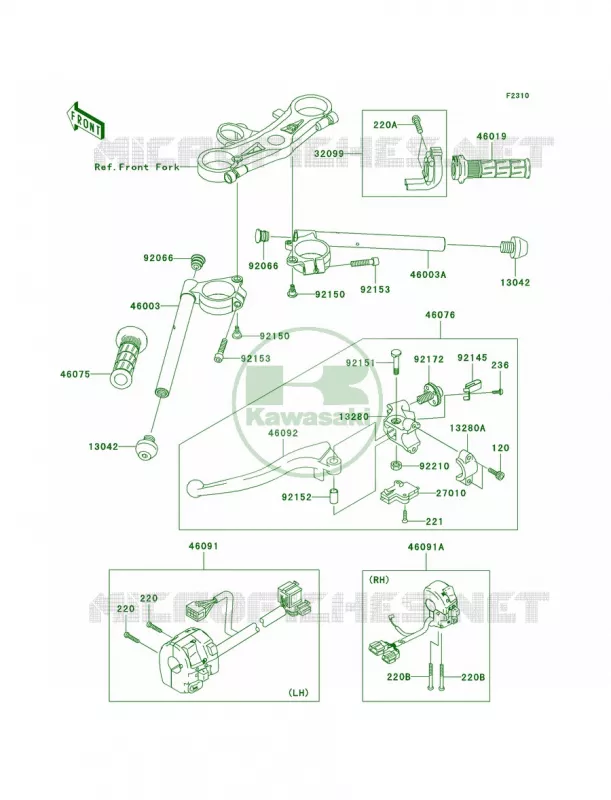 Handlebar Kawasaki MOTOS 1000 2004 Ninja ZX-10R  ZX1000-C1
