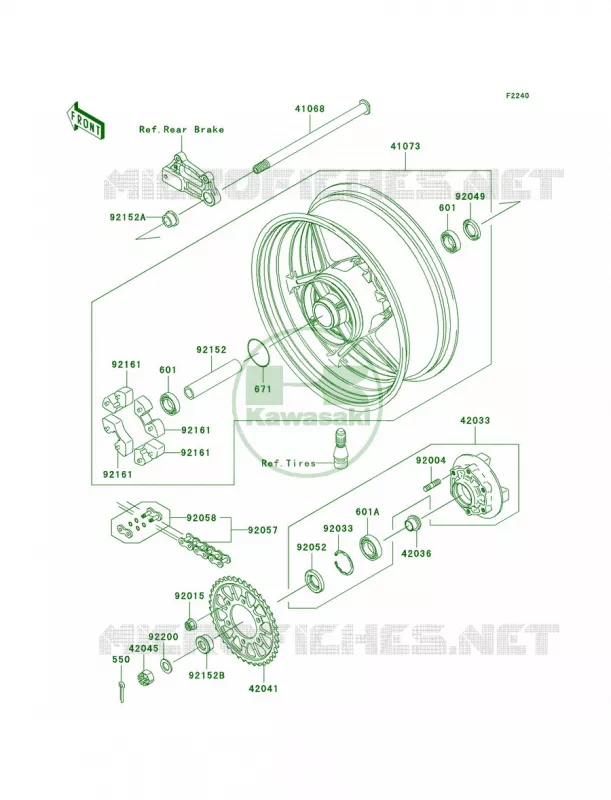 Rear WheelChain Kawasaki MOTOS 1000 2004 Ninja ZX-10R  ZX1000-C1