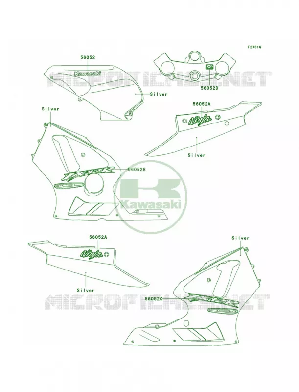 DecalsSilverB3 Kawasaki MOTOS 1200 2004 Ninja ZX-12R  ZX1200-B3