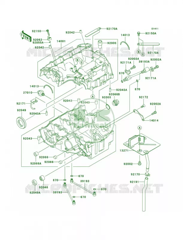 Crankcase Kawasaki MOTOS 600 2004 Ninja ZX-6RR  ZX600-M1