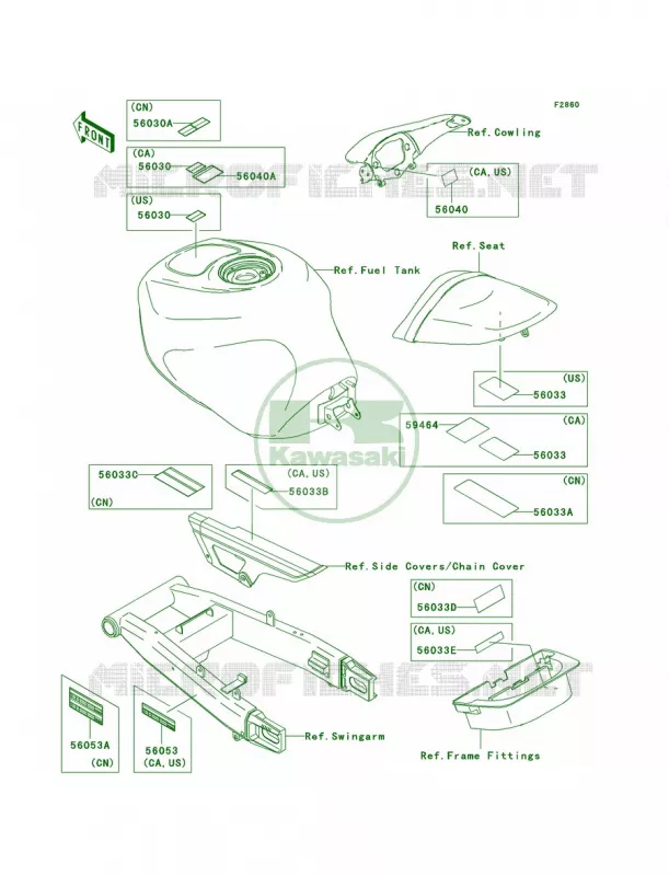 Labels Kawasaki MOTOS 600 2004 Ninja ZX-6RR  ZX600-M1