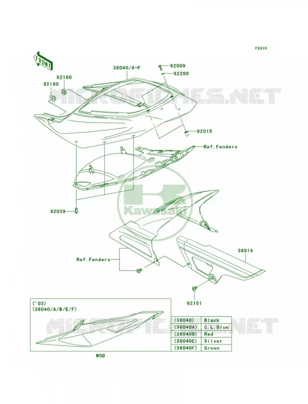 Side CoversChain Cover Kawasaki MOTOS 636 2004 Ninja ZX-6R  ZX636-B2