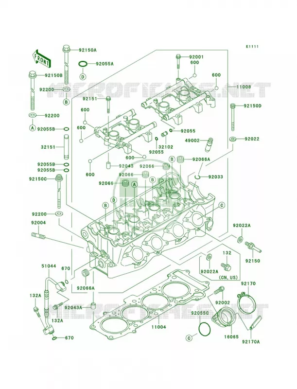 Cylinder Head Kawasaki MOTOS 750 2003 Ninja ZX-7R  ZX750-P8