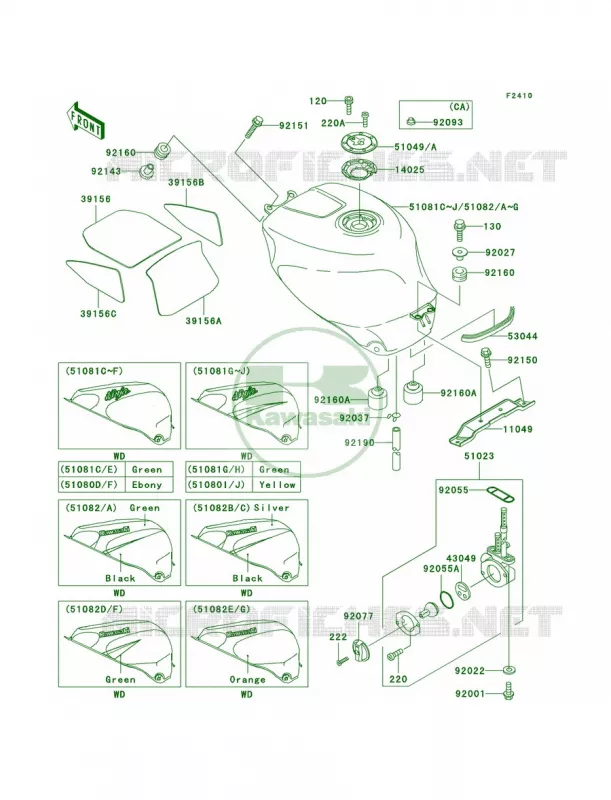 Fuel Tank Kawasaki MOTOS 750 2003 Ninja ZX-7R  ZX750-P8
