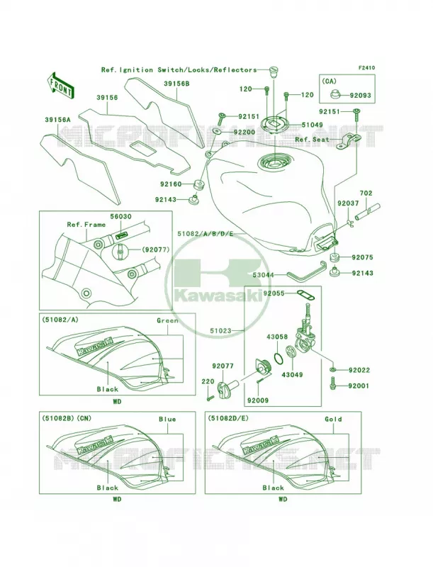 Fuel TankZX900-F1 Kawasaki MOTOS 900 2003 Ninja ZX-9R  ZX900-F2