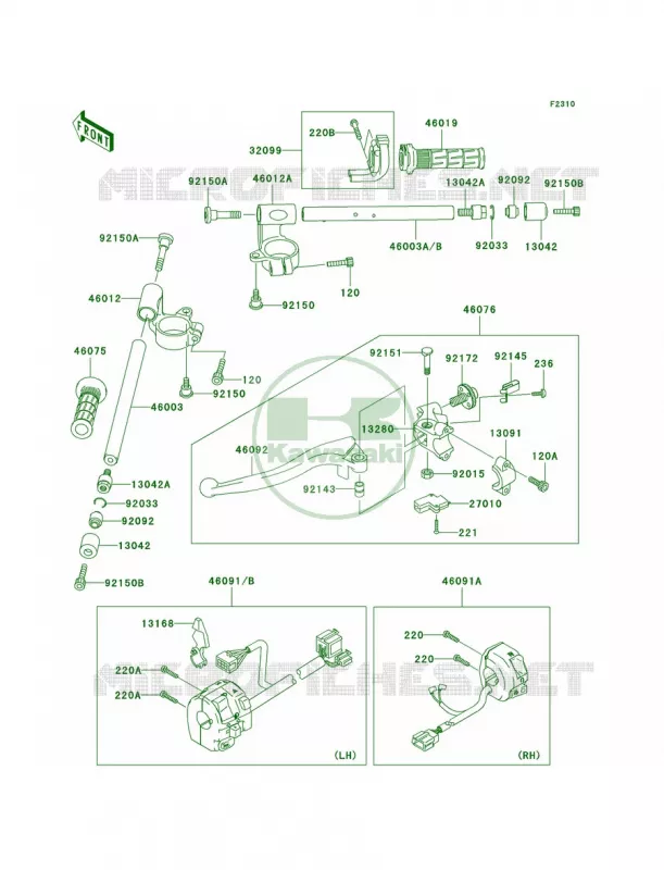 Handlebar Kawasaki MOTOS 900 2003 Ninja ZX-9R  ZX900-F2