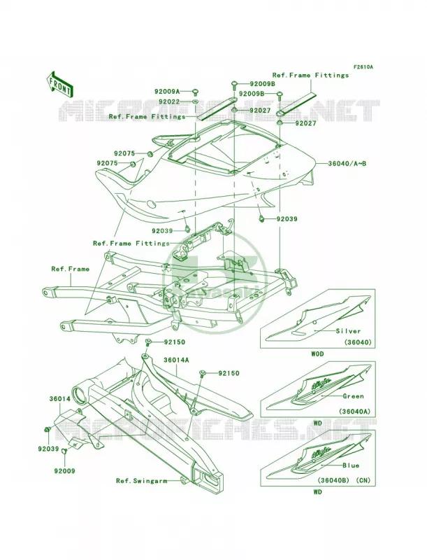 Side CoversChain CoverZX900-F2 Kawasaki MOTOS 900 2003 Ninja ZX-9R  ZX900-F2