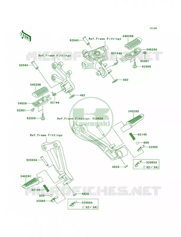 Footrests Kawasaki MOTOS 1200 2002 Ninja ZX-12R  ZX1200-B1