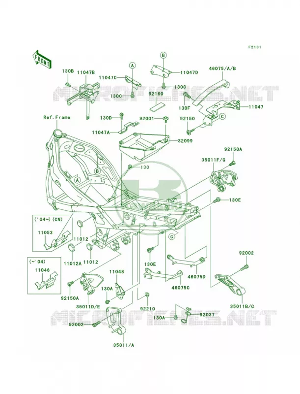 Frame Fittings Kawasaki MOTOS 600 2002 Ninja ZX-6  ZX600-E10