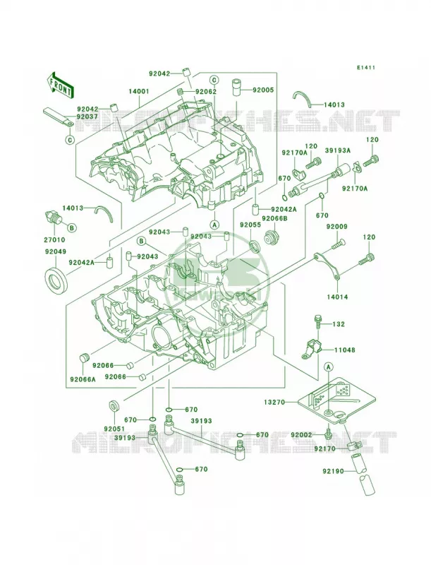 Crankcase Kawasaki MOTOS 600 2002 Ninja ZX-6R  ZX600-J3