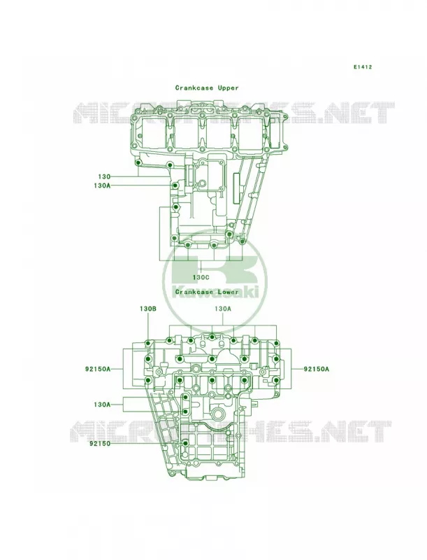 Crankcase Bolt Pattern Kawasaki MOTOS 750 2002 Ninja ZX-7R  ZX750-P7