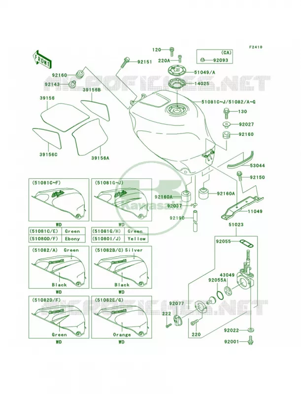 Fuel Tank Kawasaki MOTOS 750 2002 Ninja ZX-7R  ZX750-P7