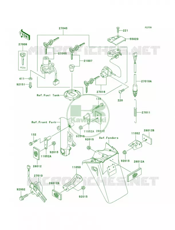 Ignition SwitchLocksReflectors Kawasaki MOTOS 900 2002 Ninja ZX-9R  ZX900-F1