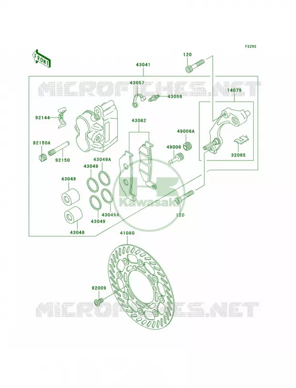 Front BrakeKLX300-A7A8 Kawasaki MOTOS 300 2003 KLX300R  KLX300-A8