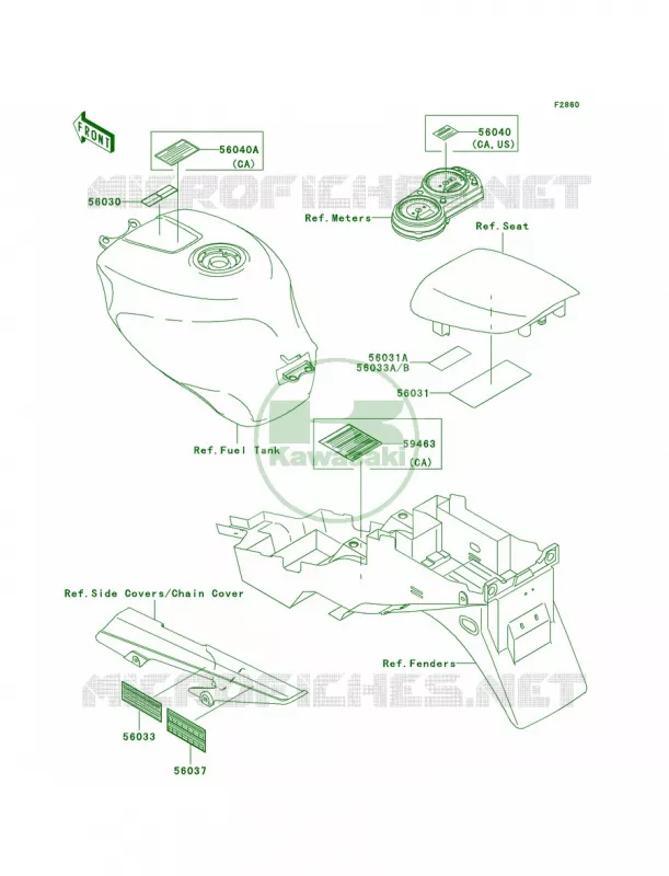 Labels Kawasaki MOTOS 600 2001 Ninja ZX-6R  ZX600-J2