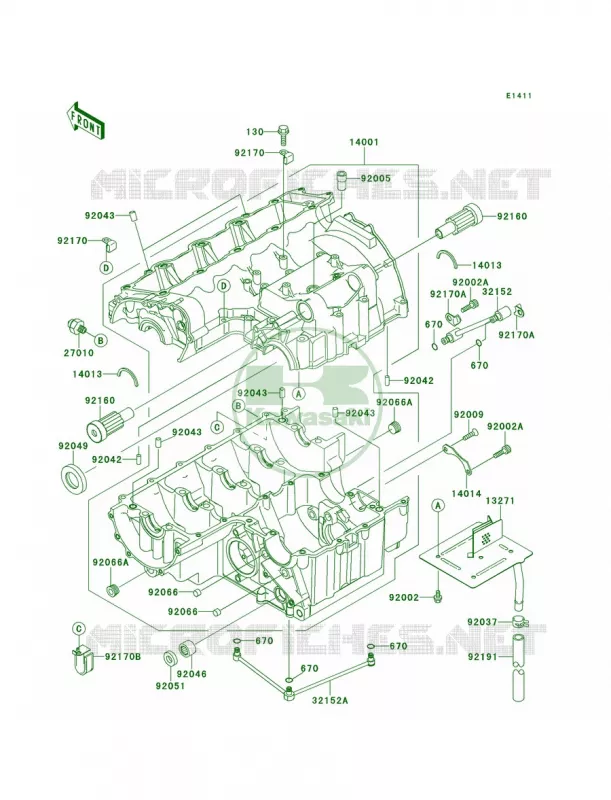 Crankcase Kawasaki MOTOS 900 2001 Ninja ZX-9R  ZX900-E2