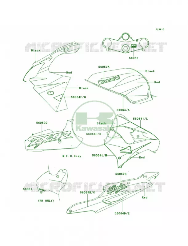 DecalsRedBlackZX900-E2 Kawasaki MOTOS 900 2001 Ninja ZX-9R  ZX900-E2