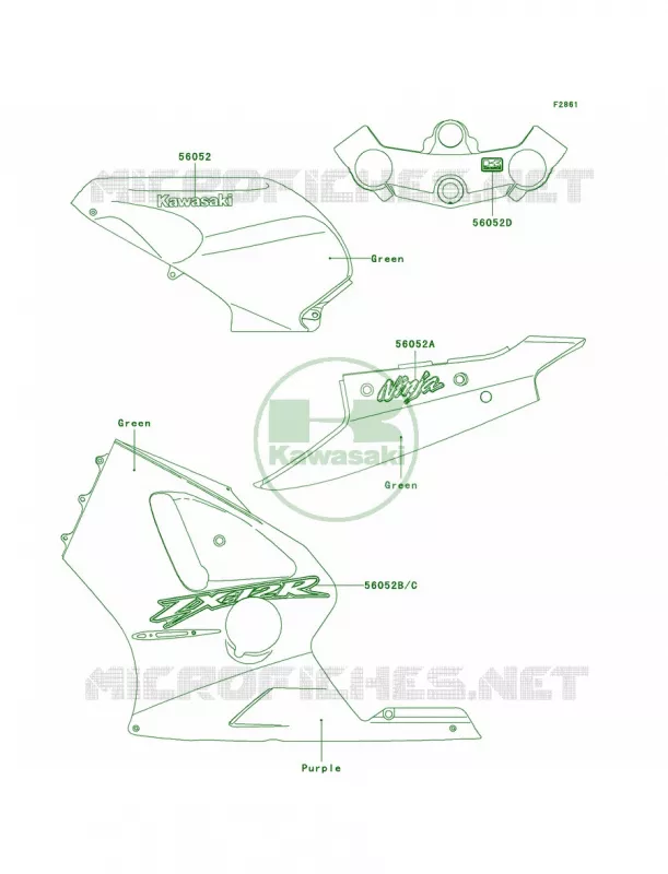 DecalsGreen Kawasaki MOTOS 1200 2000 Ninja ZX-12R  ZX1200-A1