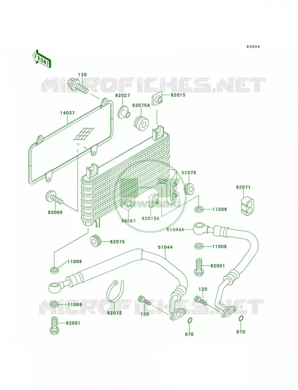 Oil Cooler Kawasaki MOTOS 600 2000 Ninja ZX-6  ZX600-E8