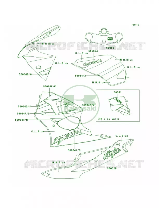DecalsBlueBlueCNZX600-J2 Kawasaki MOTOS 600 2000 Ninja ZX-6R  ZX600-J1