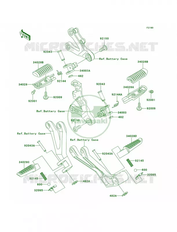 Footrests Kawasaki MOTOS 900 2000 Ninja ZX-9R  ZX900-E1