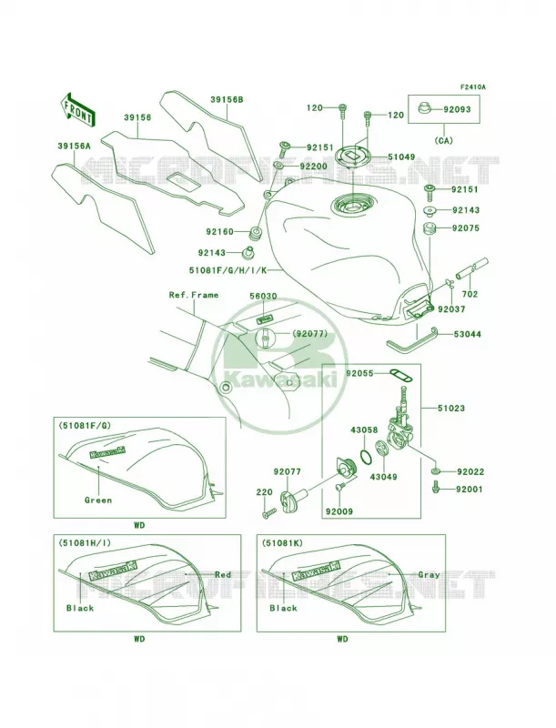 Fuel TankZX900-E2 Kawasaki MOTOS 900 2000 Ninja ZX-9R  ZX900-E1