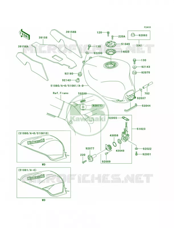 Fuel Tank Kawasaki MOTOS 900 1999 Ninja ZX-9R  ZX900-C2