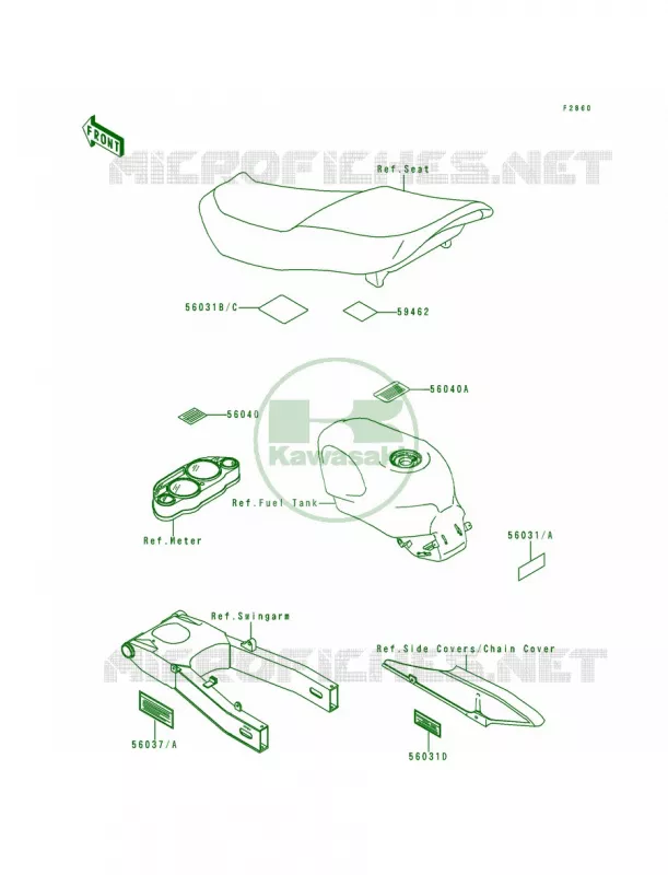 Labels Kawasaki MOTOS 600 1998 Ninja ZX-6  ZX600-E6