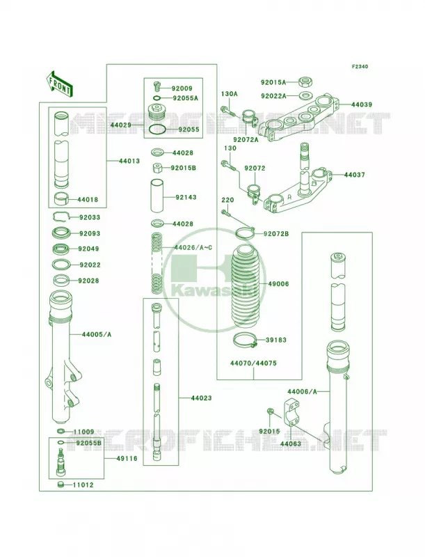 Front Fork Kawasaki MOTOS 200 2002 KDX200  KDX200-H8