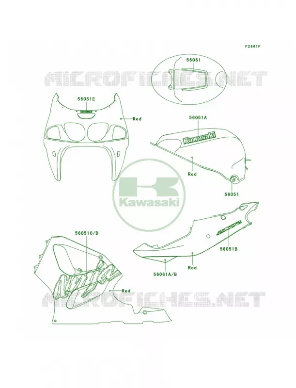 DecalsRedZX750-P4 Kawasaki MOTOS 750 1998 Ninja ZX-7R  ZX750-P3