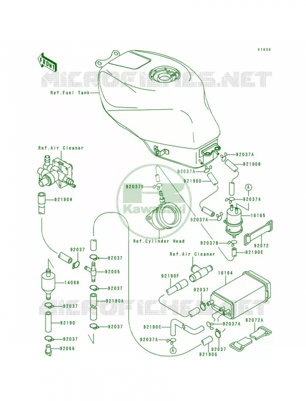 Fuel Evaporative System Kawasaki MOTOS 600 1997 Ninja ZX-6R  ZX600-F3