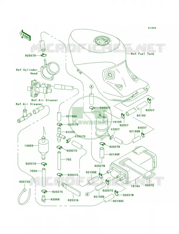 Fuel Evaporative System Kawasaki MOTOS 1100 1996 Ninja ZX-11  ZX1100-D4
