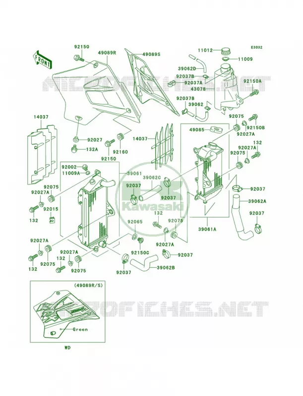 Radiator Kawasaki MOTOS 220 2002 KDX220R  KDX220-A9