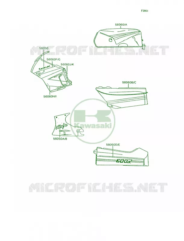 Decals Kawasaki MOTOS 600 1996 Ninja 600R  ZX600-C9